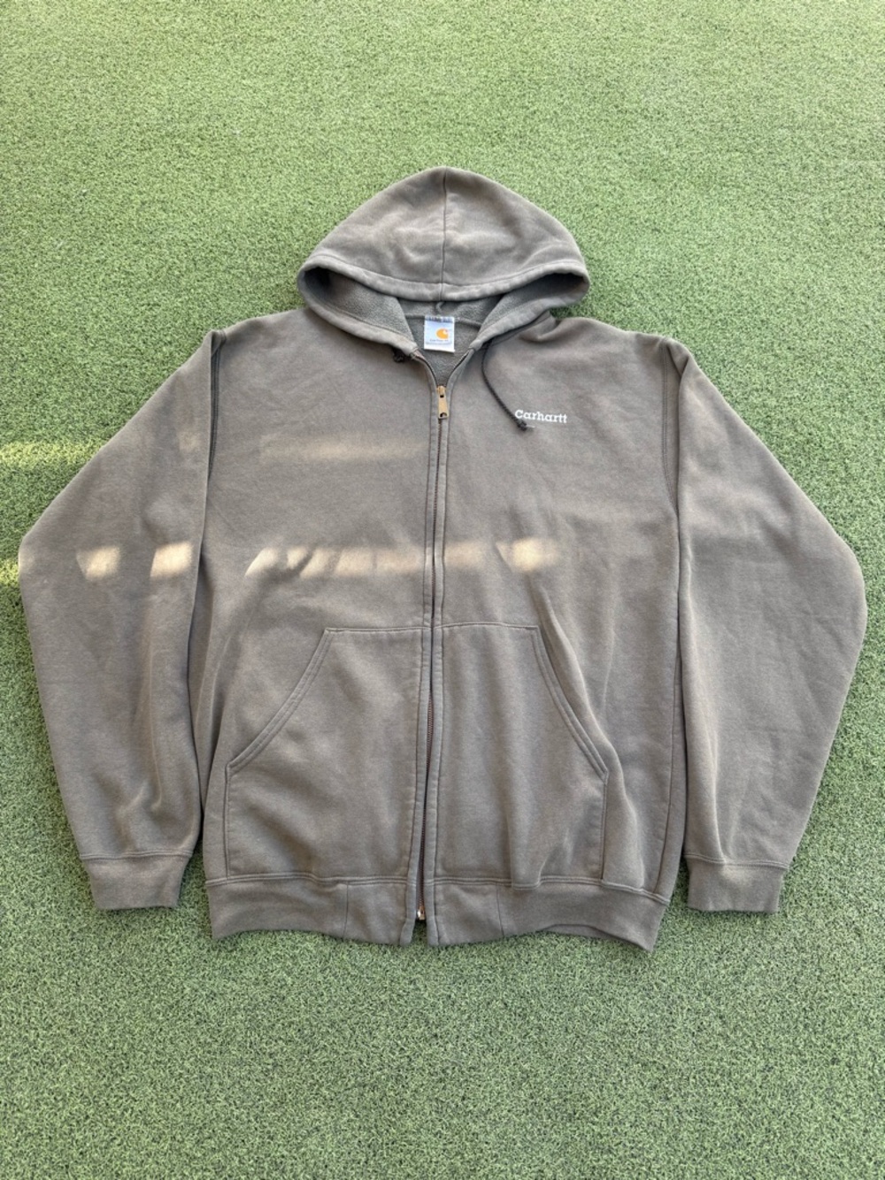 VINTAGE RARE 2000s Y2K WORKWEAR CARHARTT SMALL STITCHED LOGO OLIVE GREEN HOODIE